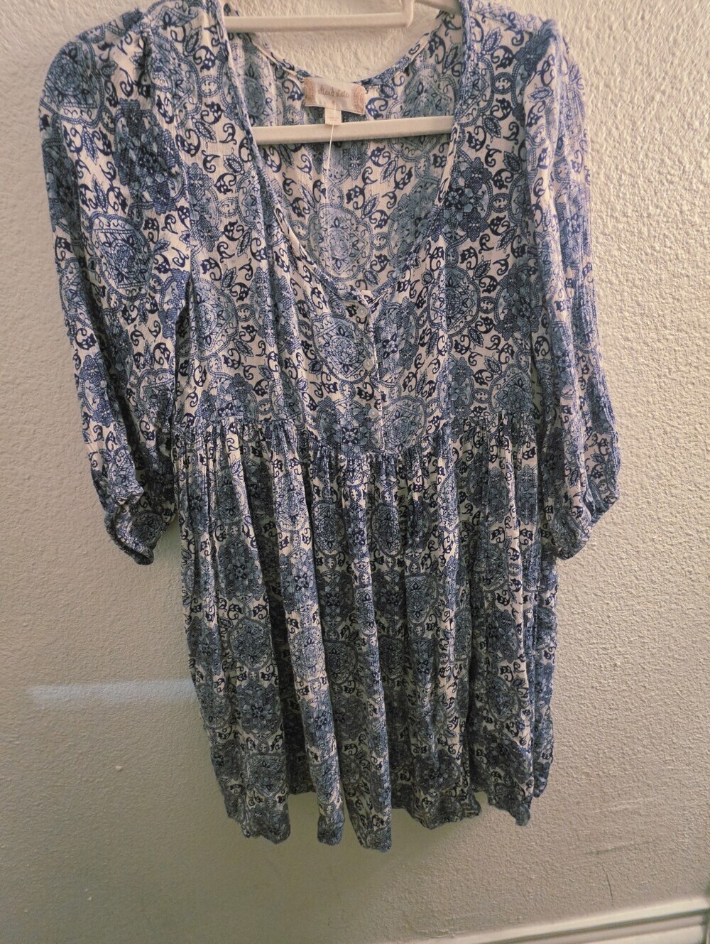 Altar'd State Blue and White Printed Midi Dress